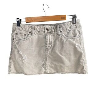 American Eagle Outfitters Corduroy Mini Skirt Tan Distressed‎ Size 4